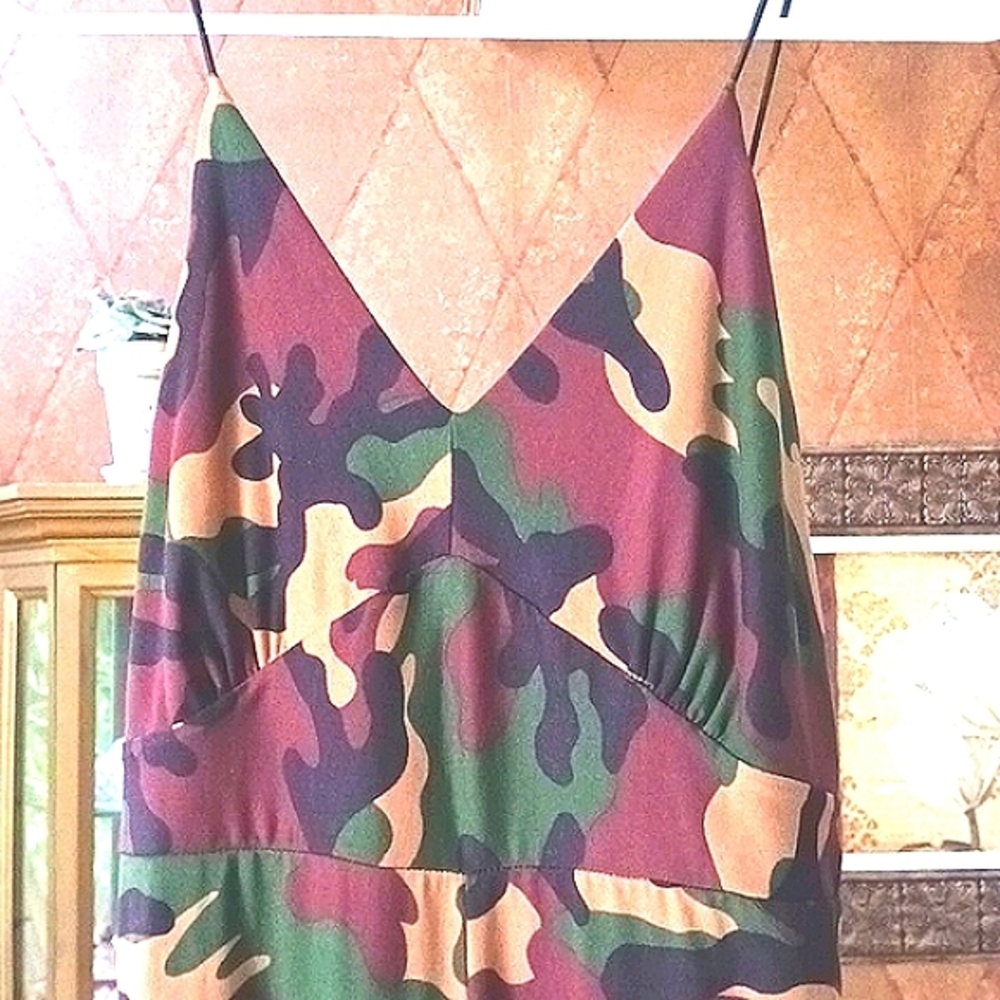 Polly & Esther Camo Print Jumpsuit Size XL